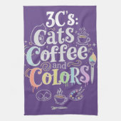 猫とコーヒーと色彩 キッチンタオル (縦)