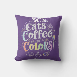 猫とコーヒーと色彩 クッション