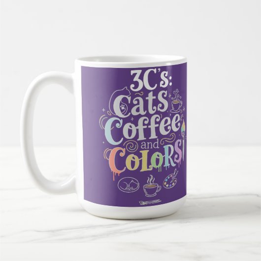猫とコーヒーと色彩 コーヒーマグカップ (左)
