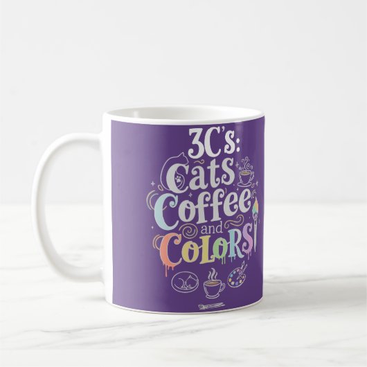 猫とコーヒーと色彩 コーヒーマグカップ (左)