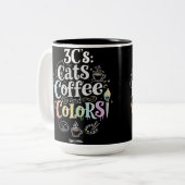 猫とコーヒーと色彩 ツートーンマグカップ (正面左)