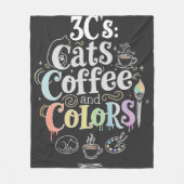 猫とコーヒーと色彩 フリースブランケット (正面)