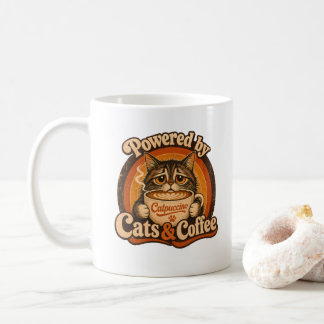 猫とコーヒーに支えられて ビンテージ風猫好きギフト コーヒーマグカップ