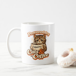 猫とコーヒーに支えられて – ビンテージ風 猫好き ギフト コーヒーマグカップ