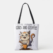 猫とコーヒーに簡単に気を取られる 猫好き コーヒー好き トートバッグ (裏面)
