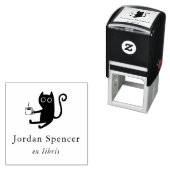 猫とコーヒーのエクスリブリス 個人名入りブックスタンプ セルフインキングスタンプ (インサイチュ)