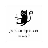 猫とコーヒーのエクスリブリス 個人名入りブックスタンプ セルフインキングスタンプ (デザイン)