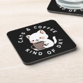 猫とコーヒーの日 ネコの面白い名言 コースター (左側)