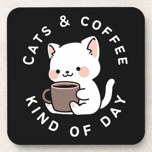 猫とコーヒーの日 ネコの面白い名言 コースター (正面)