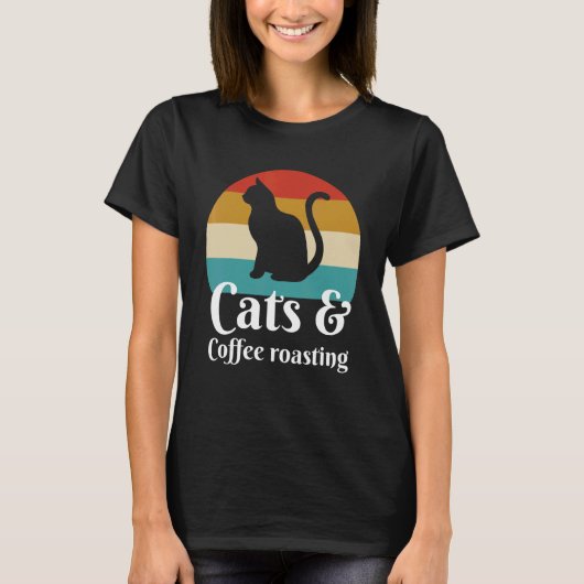猫とコーヒーの焙煎 Tシャツ (正面)