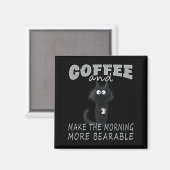 猫とコーヒーのTシャツデザイン、面白い猫の朝のユーモア マグネット (正面/裏面)