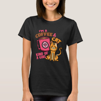 猫とコーヒーを愛する女性 女子 Tシャツ