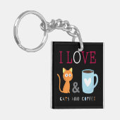 猫とコーヒーブラックが大好き キーホルダー (正面左)