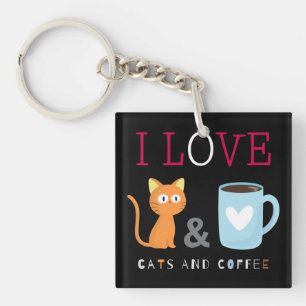 猫とコーヒーブラックが大好き キーホルダー