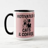 猫とコーヒーユーモアおもしろい猫コーヒーマグ マグカップ (左)