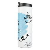 猫とコーヒー猫ママペット親タンブラー タンブラー (回転右)