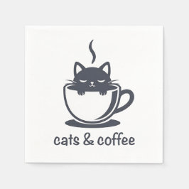 猫とコーヒー おかしい ノワール 猫の朝の気分 スタンダードカクテルナプキン