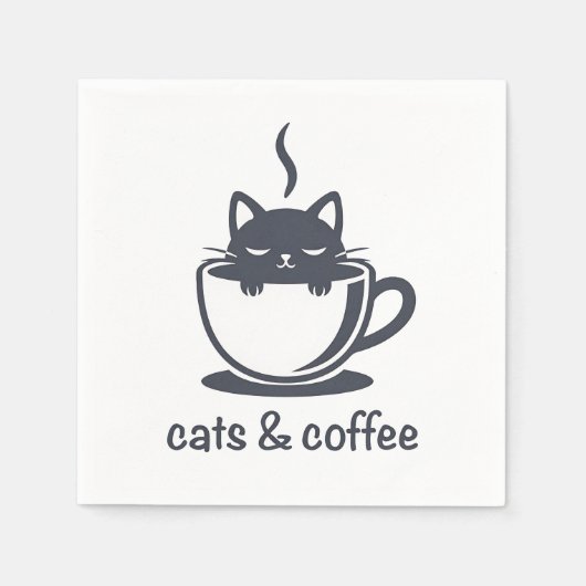 猫とコーヒー おかしい ノワール 猫の朝の気分 スタンダードカクテルナプキン (正面)