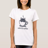 猫とコーヒー ノワールフェリーニコーヒーカップ Tシャツ (正面)