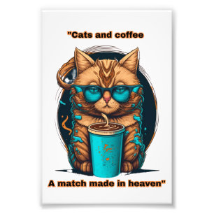 猫とコーヒー - 天国のような組み合わせ フォトプリント
