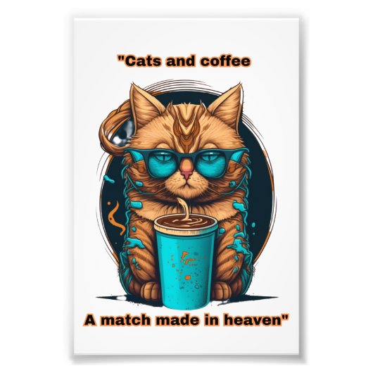 猫とコーヒー - 天国のような組み合わせ フォトプリント (正面)