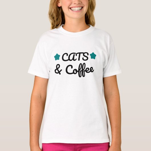 猫とコーヒー、猫好きなコーヒー愛飲家への最高のプレゼント Tシャツ (正面)