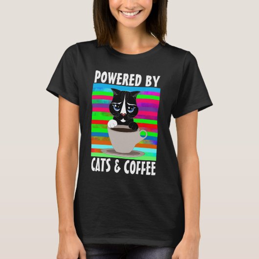 猫とコーヒーTシャツ Tシャツ (正面)