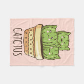 猫とサボテン フリースブランケット (正面(横))