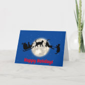 猫とサンタおもしろいスリー折り畳みホリデーカード シーズンカード (正面)