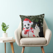 猫とサンタ雪だるまのクリスマスおもしろい写真 クッション (椅子)