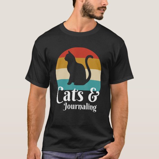 猫とジャーナリング Tシャツ (正面)