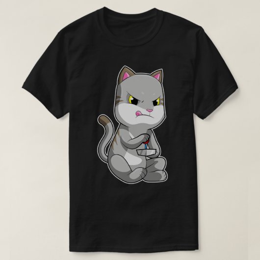 猫とジョイスティックのように Tシャツ (デザイン正面)