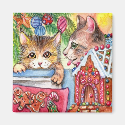 猫とジンジャーブレッドCookie マグネット (正面)