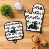 猫とスカルハッピーハローウィン 鍋つかみ&鍋敷きセット (トップダウン)