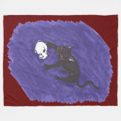 猫とスカル フリースブランケット (正面(横))