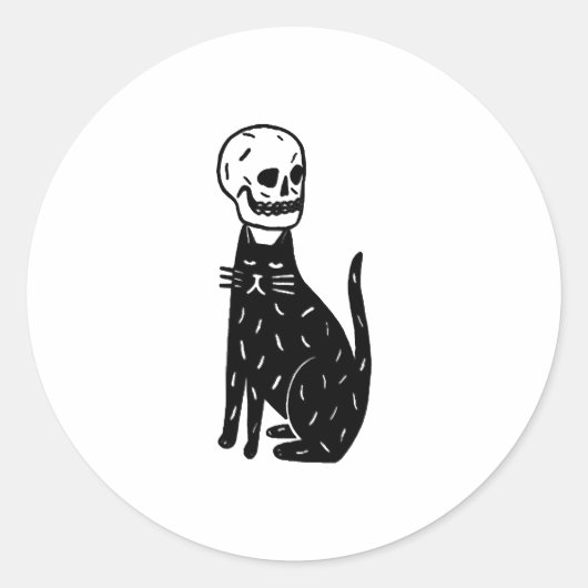 猫とスカル ラウンドシール (正面)