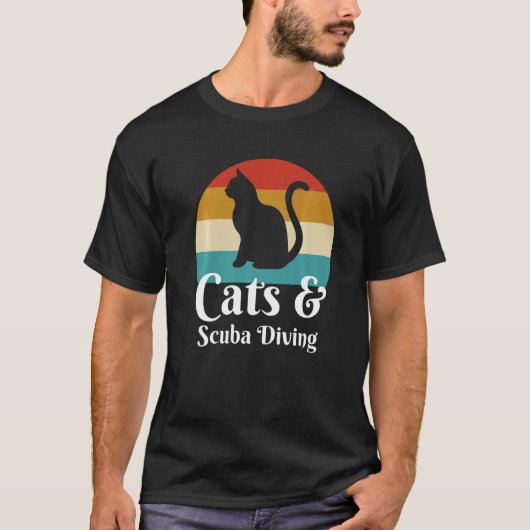 猫とスクーバダイビングダイバー Tシャツ (正面)
