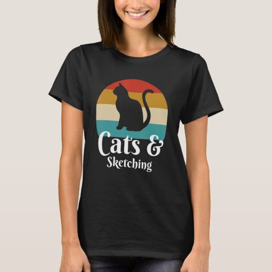 猫とスケッチコメディ Tシャツ (正面)