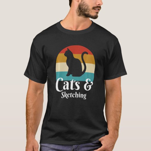 猫とスケッチコメディ Tシャツ (正面)