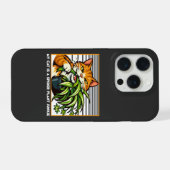 猫とスパイダープラントの面白いアート iPhoneケース (裏面横)