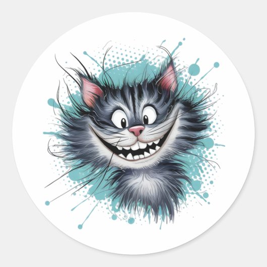 猫とスマイル。 ラウンドシール (正面)