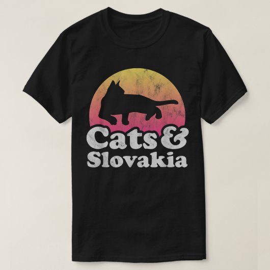猫とスロバキアの男と女の猫 Tシャツ (デザイン正面)
