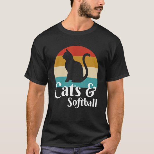 猫とソフトボール Tシャツ (正面)