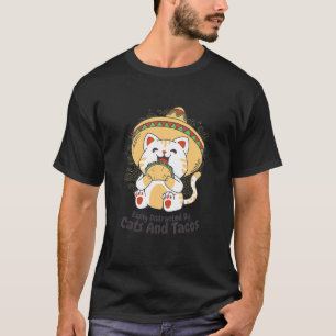 猫とタコスがメキシコ料理を食べる Tシャツ