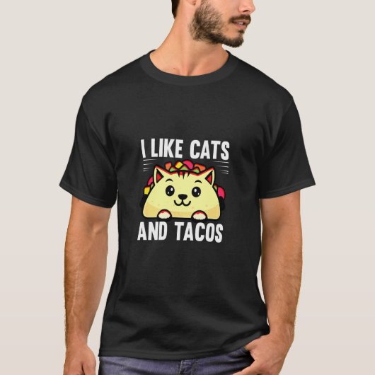 猫とタコスが好き ネコ Tシャツ (正面)