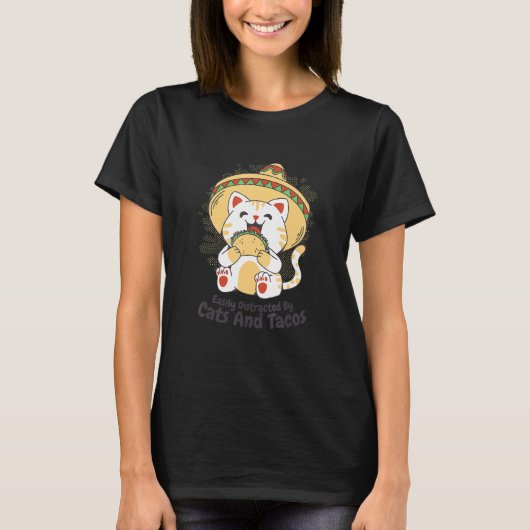 猫とタコスの子猫メキシコ料理 Tシャツ (正面)