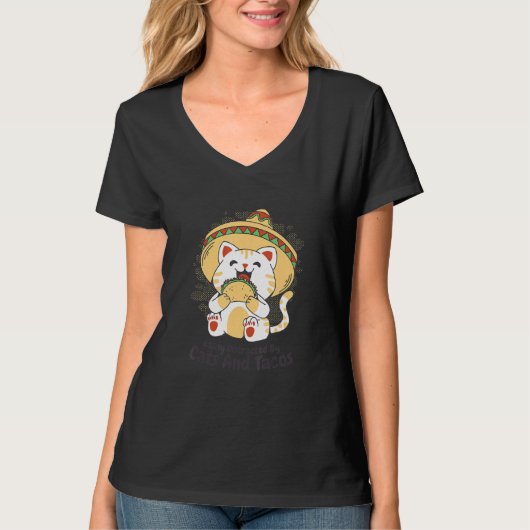 猫とタコスの子猫メキシコ料理 Tシャツ (正面)