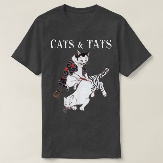 猫とタッツTシャツ猫タトゥー恋人TシャツC Tシャツ (デザイン正面)