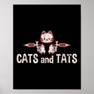 猫とタットーのタトゥーおもしろいギフト ポスター