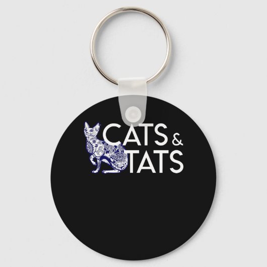 猫とタットー猫の飼い主の服 キーホルダー (正面)